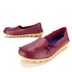 EMPRESS AUSTRALIA CLASSIC MERLOT RED/BURGUNDY SOFT LEATHER LOAFER SHOES